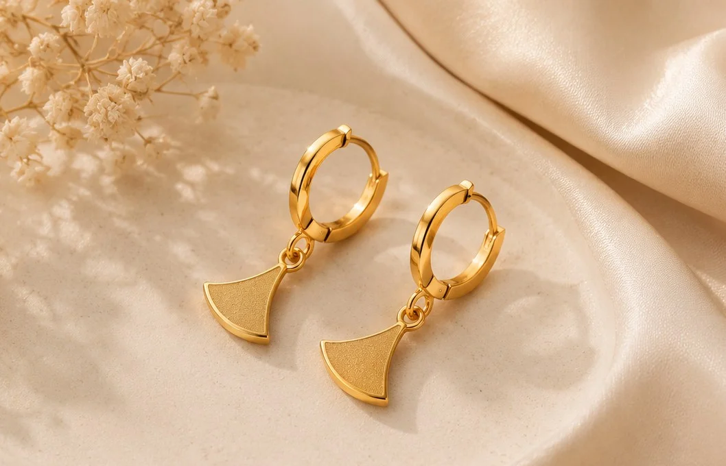 Gold Hoop Fan Charm Earrings
