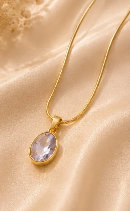 Blue Crystal Pendant Necklace