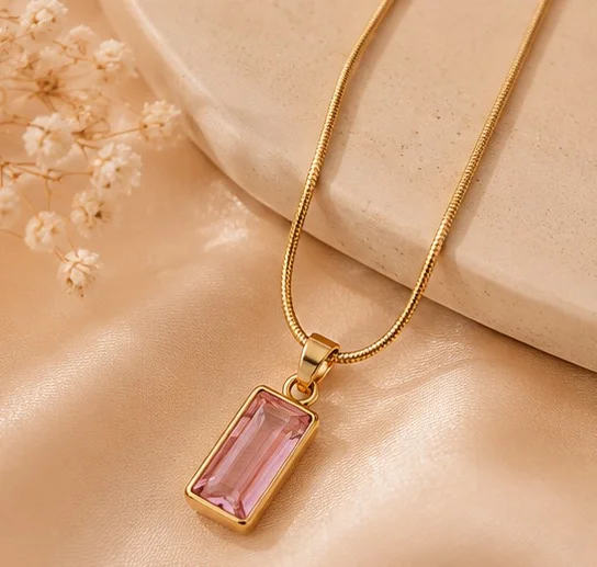 Pink Crystal Pendant Necklace