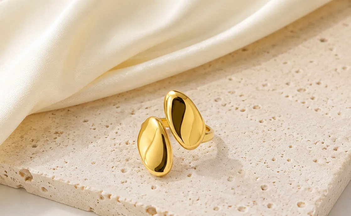 Golden Molten Pebble Ring