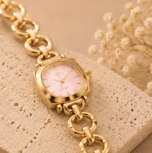 Golden-Pink Jewel Strap Watch